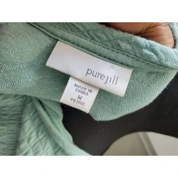 Pure Jill Women's Blue Cotton Round Neck Long Sleeve Casual Blouse Size Medium - Picture 8 of 11